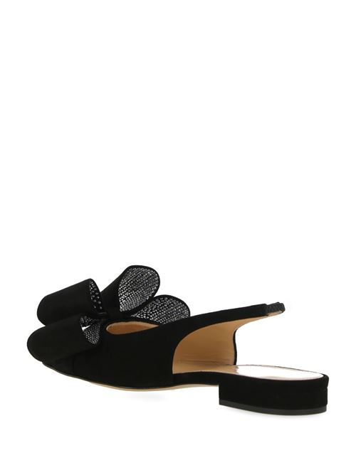 Jet black calf leather bow ballerina MACH & MACH | PF24-S0785-15-SUE-BLKBLACK